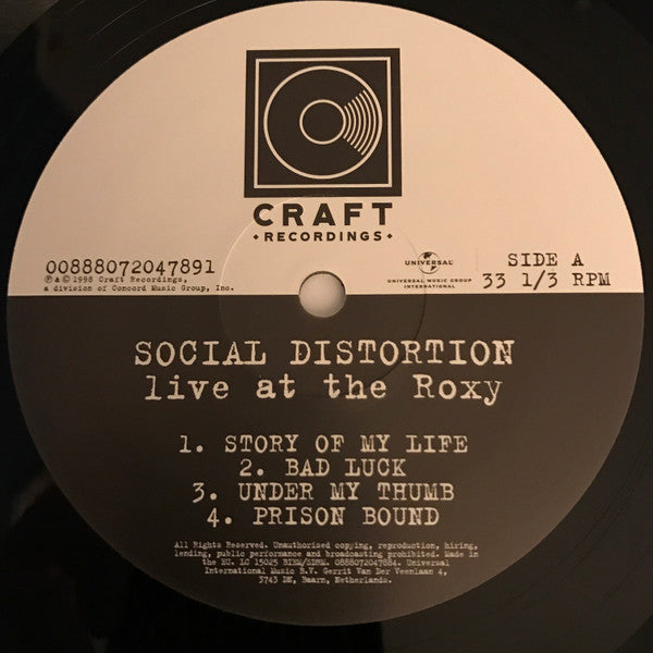 Social Distortion - Live At The Roxy | Mint (M) Mint (M)-