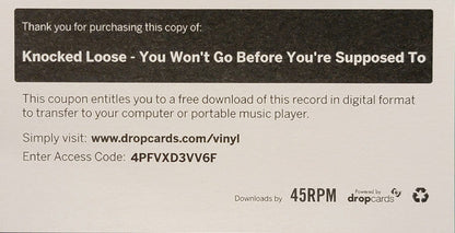 Knocked Loose - You Won't Go Before You're Supposed To (VINYL) | Mint (M) Mint (M)-