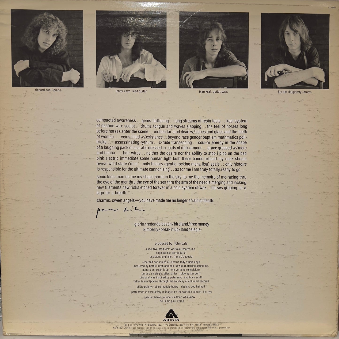 Patti Smith - Horses *PRESSWELL PRC* | Good Plus (G+) Very Good (VG)-