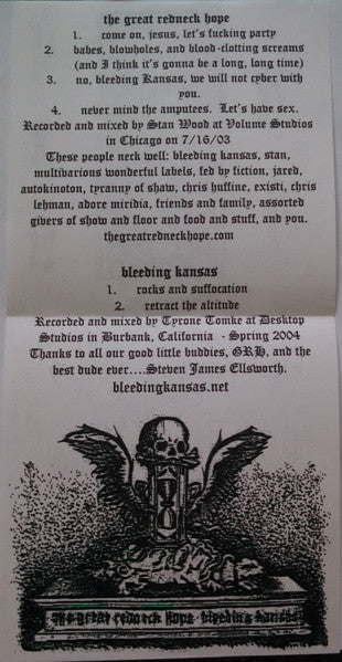 The Great Redneck Hope - Split 7" (CLEAR 7" VINYL) | Near Mint (NM or M-) Excellent+ (EX+)--