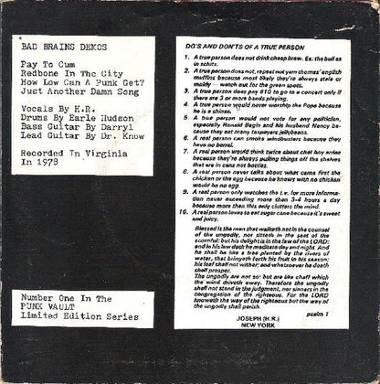 Bad Brains - Cum To Play (7" VINYL) | Near Mint (NM) Near Mint (NM)--