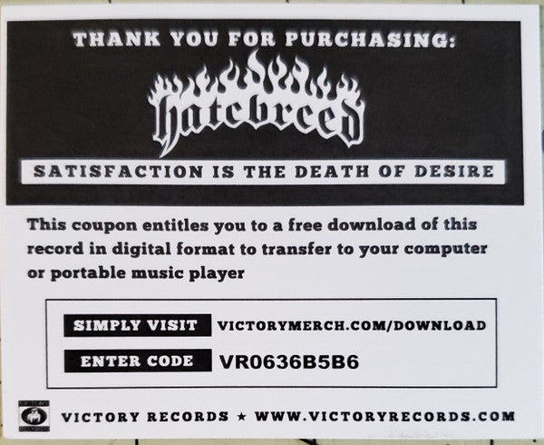 Hatebreed - Satisfaction Is The Death Of Desire (VINYL) | Near Mint (NM) Near Mint (NM)-