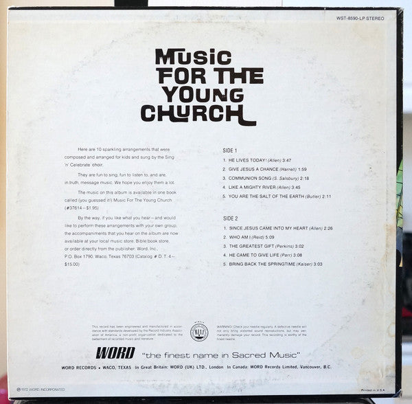 Sing N' Celebrate Choir - Music For The Young Church (VINYL) | Excellent+ (EX+) Near Mint (NM)--