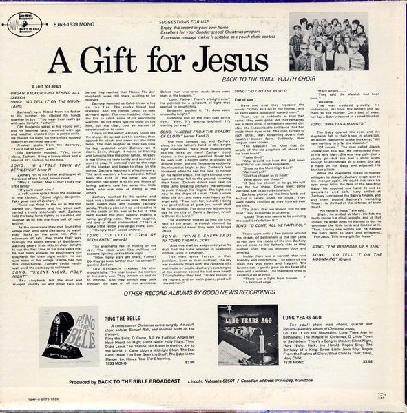 Back To The Bible Youth Choir - A Gift For Jesus (VINYL) | Near Mint (NM) Near Mint (NM)--