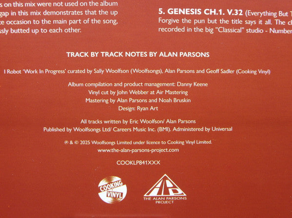 The Alan Parsons Project - I Robot “Work In Progress” 2025 RSD | Mint (M) Mint (M)-