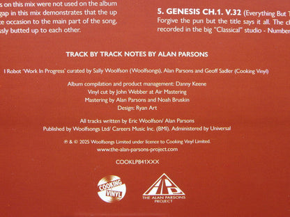 The Alan Parsons Project - I Robot “Work In Progress” 2025 RSD | Mint (M) Mint (M)-