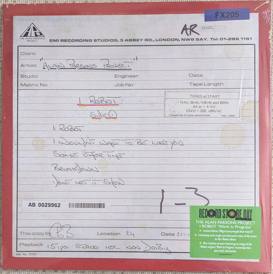 The Alan Parsons Project - I Robot “Work In Progress” 2025 RSD | Mint (M) Mint (M)-