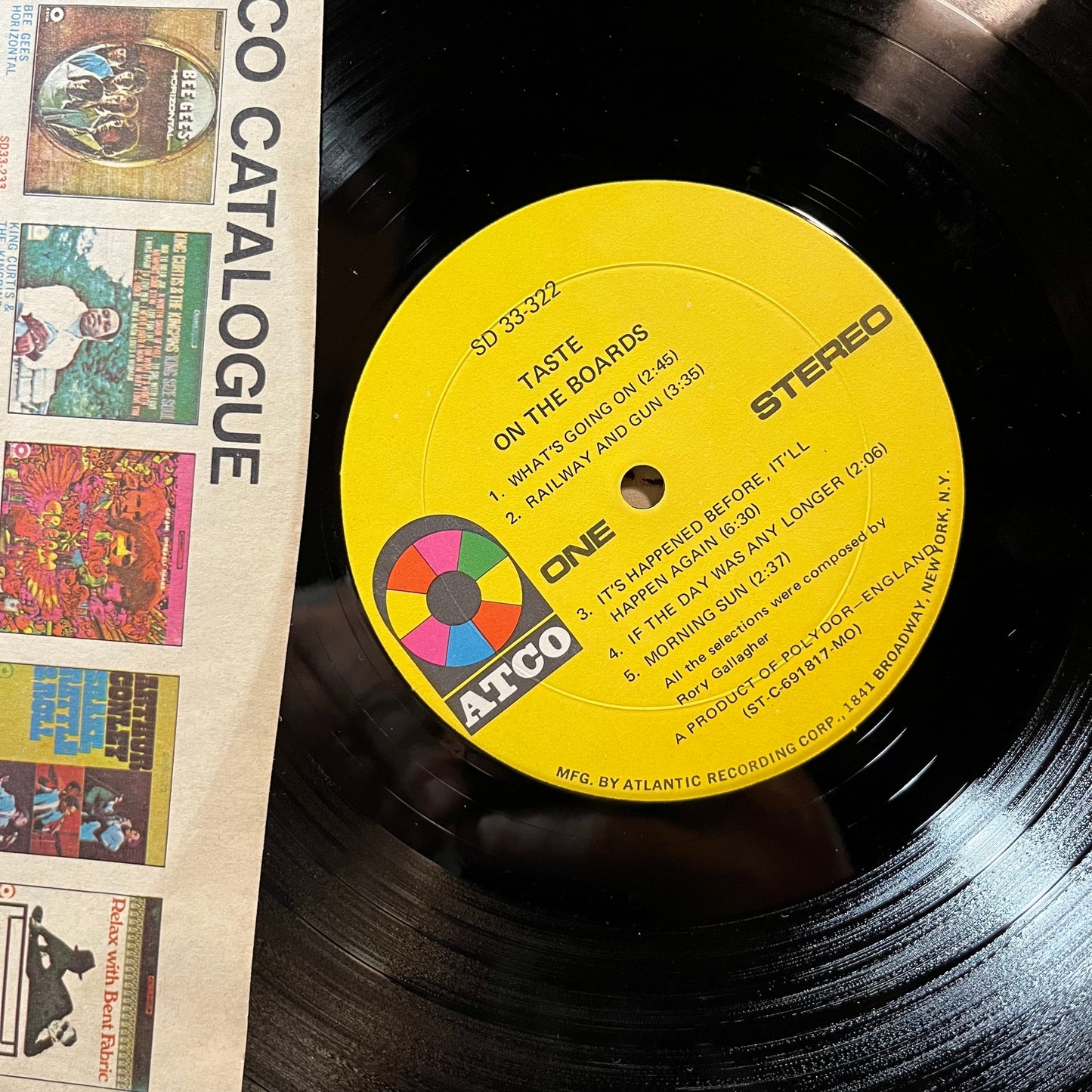 Taste - On The Boards (VINYL LP ATCO SD 33-322 1970) | USED Near Mint (NM or M-) Very Good Plus Plus (VG++)-