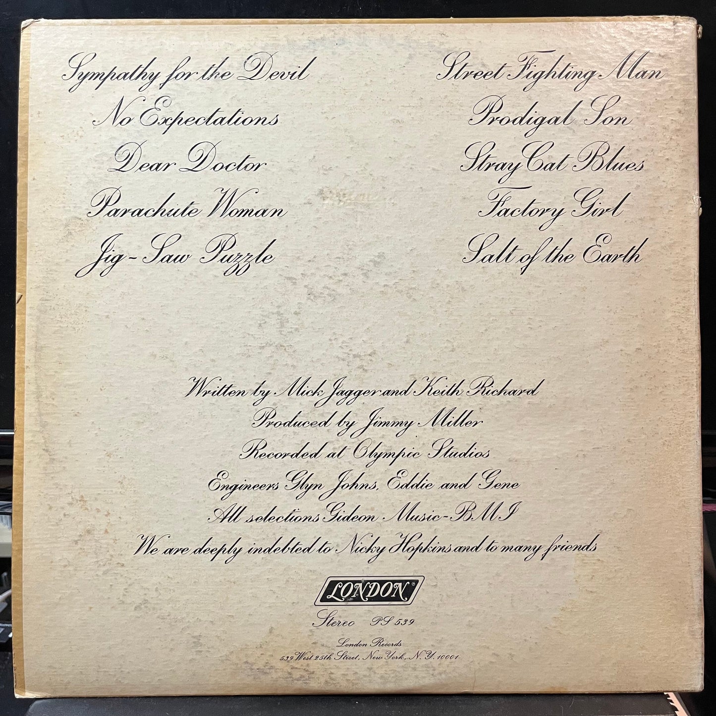 Rolling Stones - Beggars Banquet (VINYL LP LONDON PS 539 1968) | Excellent (EX) Very Good (VG)-