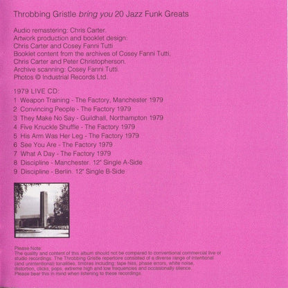 Throbbing Gristle - 20 Jazz Funk Greats (CD) | Mint (M) Mint (M)-