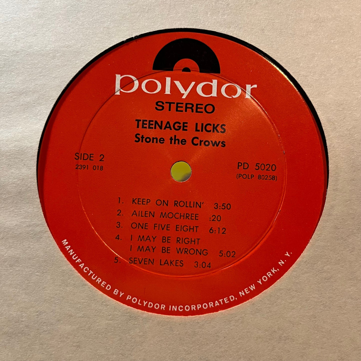 Stone The Crows - Teenage Licks (VINYL LP POLYDOR 2391 018) | USED Near Mint (NM or M-) Very Good Plus (VG+)-