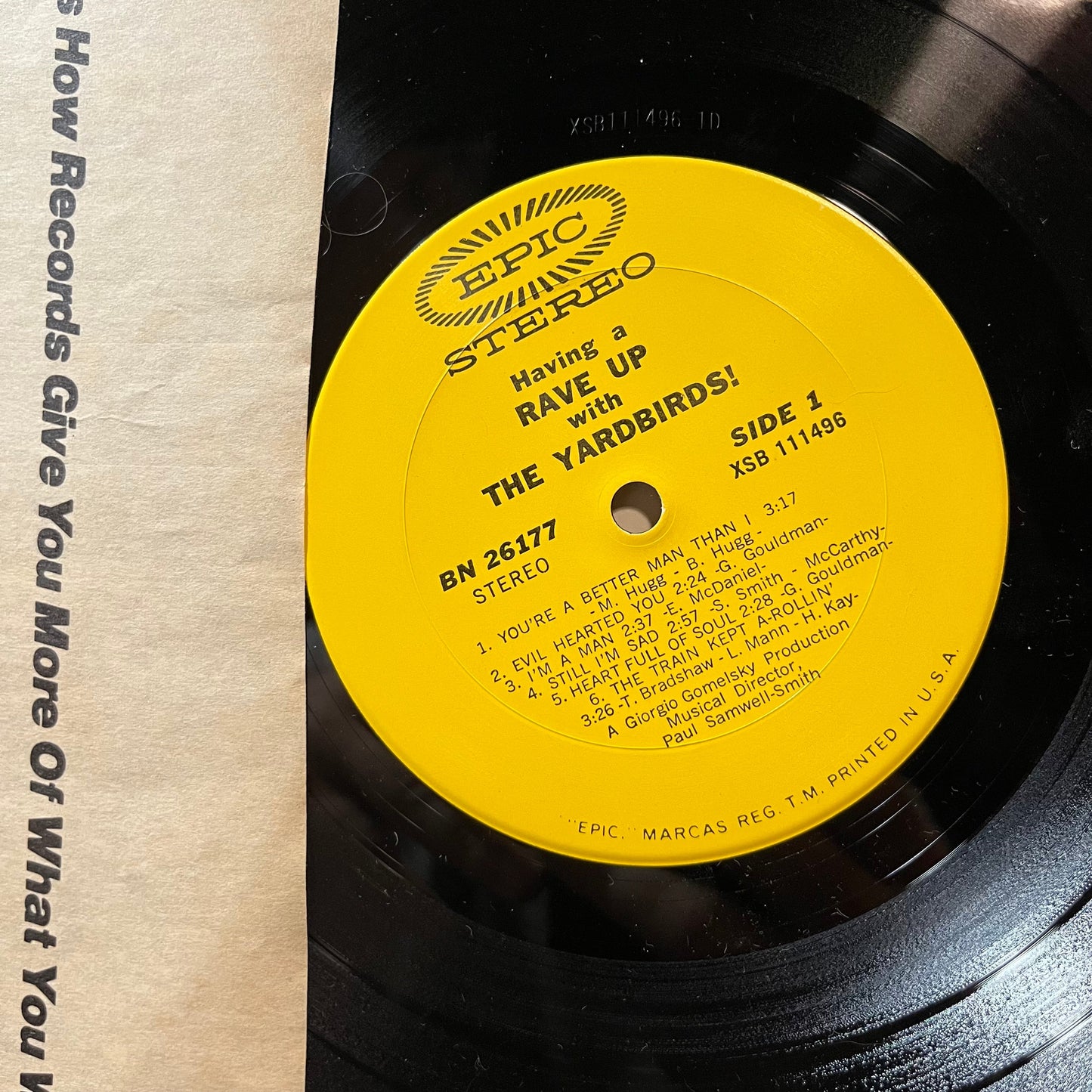 The Yardbirds - Having A Rave Up With The Yardbirds (VINYL LP EPIC BN 26177 1965) | Near Mint (NM or M-) Very Good (VG)--