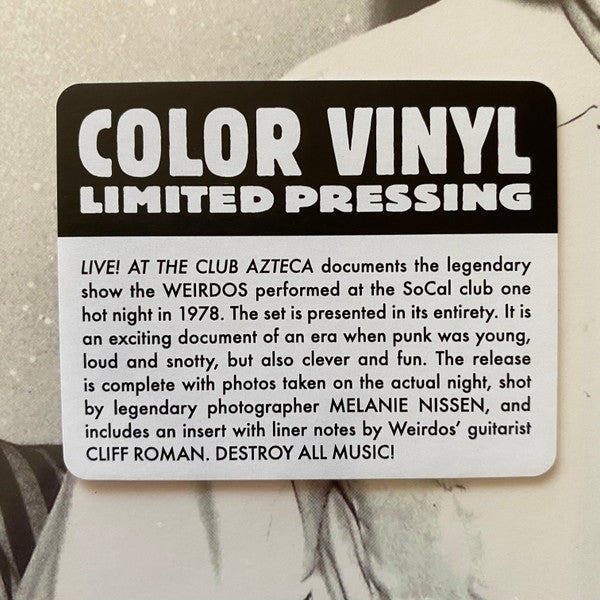 The Weirdos - Live! At The Club Azteca 1978 | Mint (M) Mint (M)-
