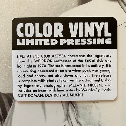 The Weirdos - Live! At The Club Azteca 1978 | Mint (M) Mint (M)-