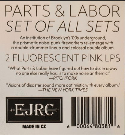 Parts & Labor - Set Of All Sets (Fluorescent PinkVINYL 2xLP Ernest Jenning ERJC238) | NEW-