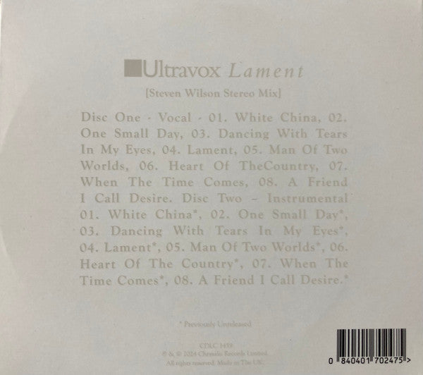 Ultravox - Lament [Steven Wilson Stereo Mix] (2xCD RSD) |-