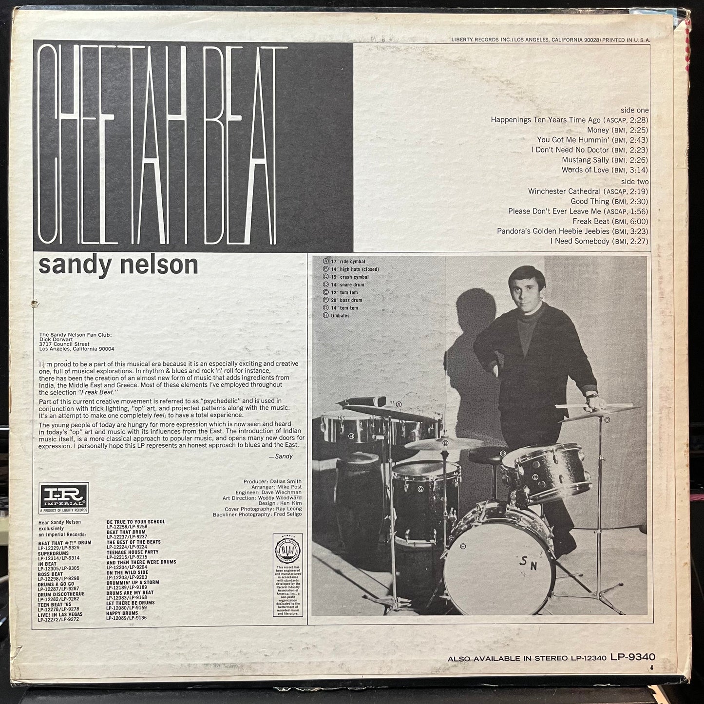 Sandy Nelson - Cheetah Beat (VINYL LP IMPERIAL LP-9340 1967) | Excellent+ (EX+) Excellent (EX)--