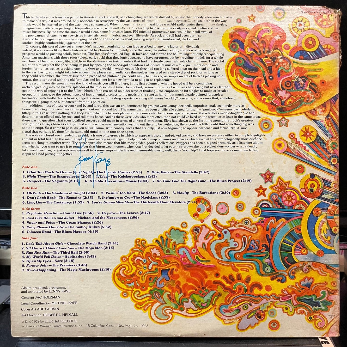 Various - Nuggets: Original Artyfacts From The First Psychedelic Era 1965-1968 (VINYL 2xLP ELEKTRA 7E-2006 1972) | Near Mint- (NM-) Excellent (EX)--