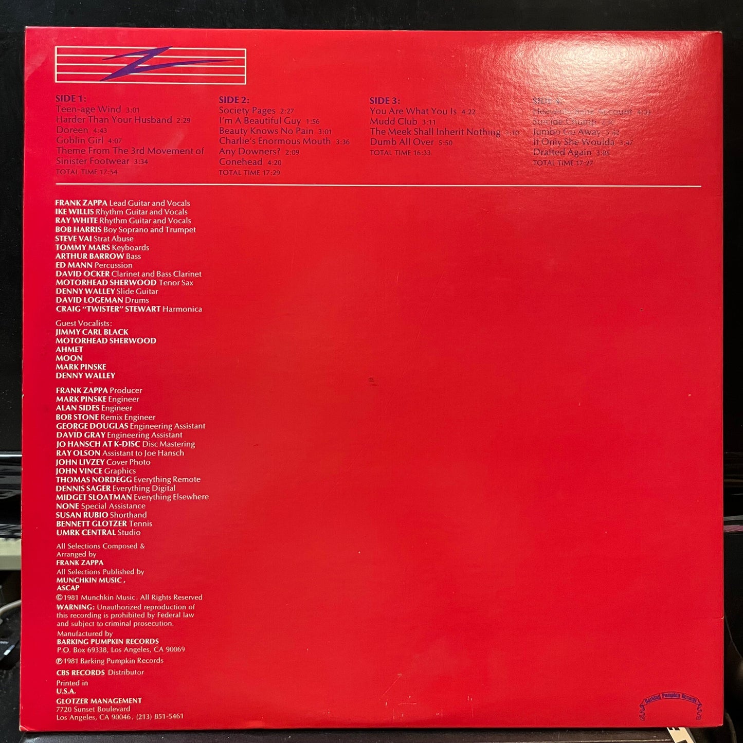 Frank Zappa - You Are What You Is (VINYL 2xLP BARKING PUMPKIN PW2 37537 1981) | Near Mint (NM or M-) Near Mint (NM)-