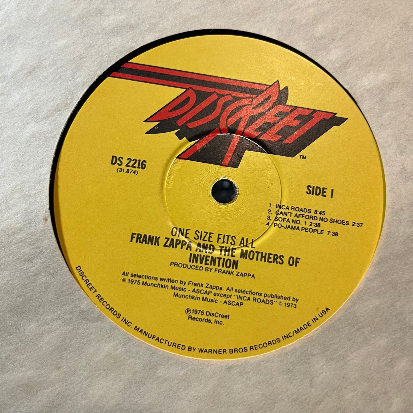 Frank Zappa And The Mothers Of Invention - One Size Fits All (VINYL LP DISCREET DS 2216) | Very Good Plus (VG+) Excellent+ (EX+)--