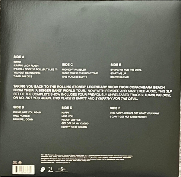 The Rolling Stones - A Bigger Bang - Live On Copacabana Beach (3xCOLOR VINYL) | Mint (M) Mint (M)-