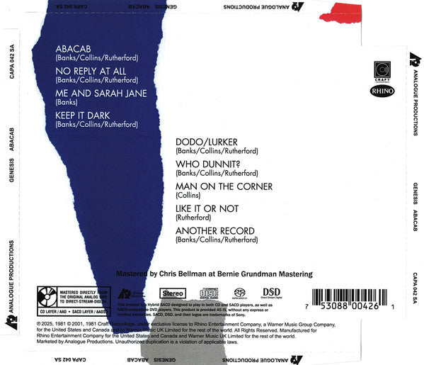 Genesis - Abacab (SACD) | Mint (M) Mint (M)-