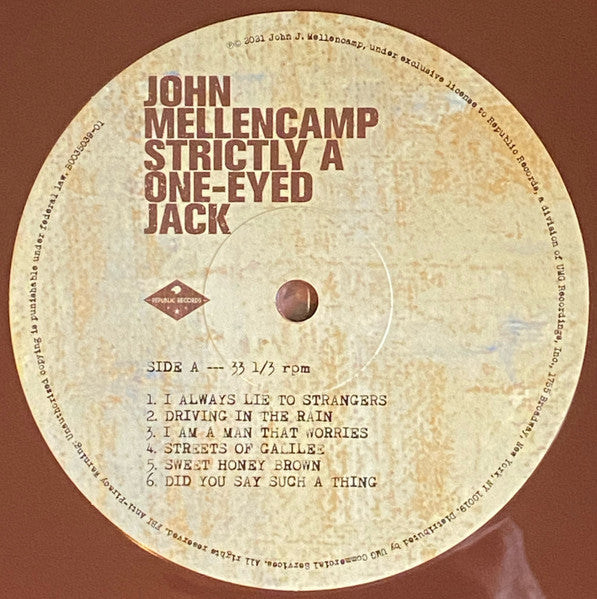 John Cougar Mellencamp - Strictly A One-Eyed Jack (BROWN VINYL) | Mint (M) Mint (M)-