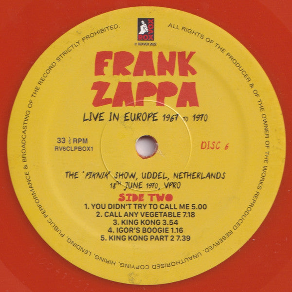 Frank Zappa - Live In Europe 1967 To 1970 (6XLP BOX* | Mint (M) Mint (M)-