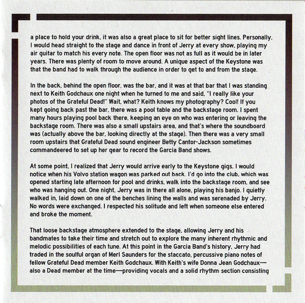 The Jerry Garcia Band - Garcia Live Volume 21 (February 13th, 1976 Keystone, Berkeley CA) *CD* | Mint (M) Mint (M)-