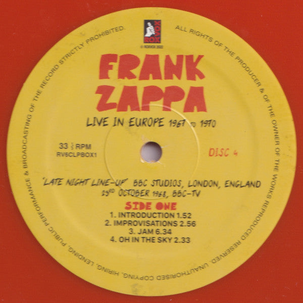 Frank Zappa - Live In Europe 1967 To 1970 (6XLP BOX* | Mint (M) Mint (M)-
