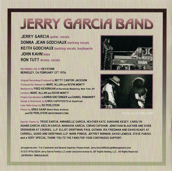 The Jerry Garcia Band - Garcia Live Volume 21 (February 13th, 1976 Keystone, Berkeley CA) *CD* | Mint (M) Mint (M)-