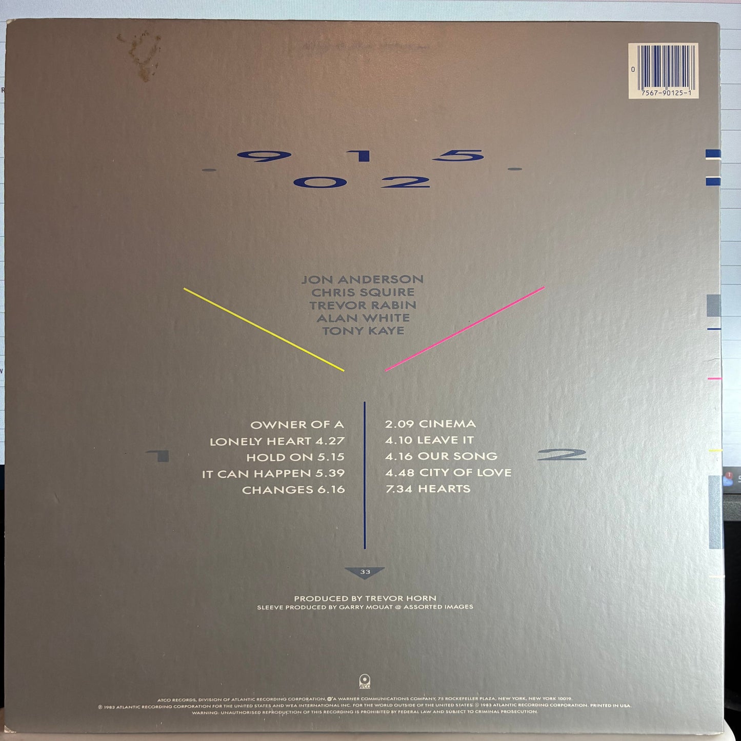 Yes - 90125 (VINYL) | Excellent+ (EX+) Excellent (EX)--
