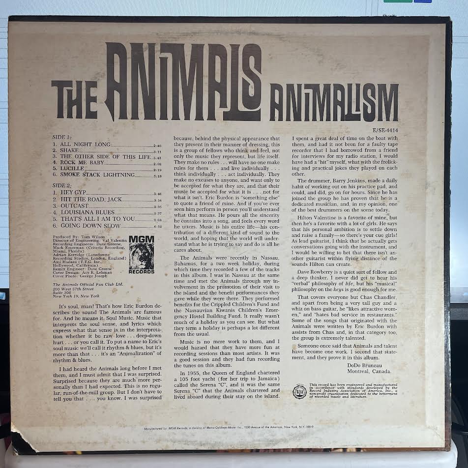 The Animals - Animalism (VINYL) | Excellent+ (EX+) Excellent (EX)--