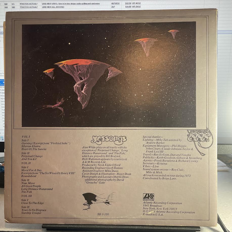 Yes - Yessongs (3x VINYL) | Excellent+ (EX+) Excellent (EX)--