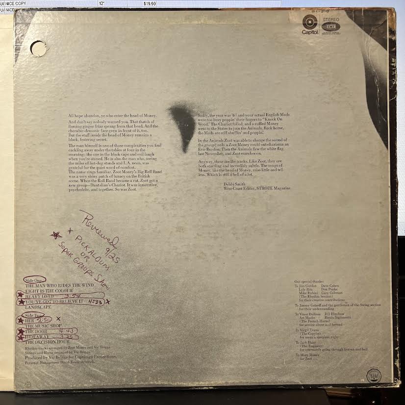 Zoot Money - Welcome To My Head (VINYL) | Excellent+ (EX+) Very Good (VG)--