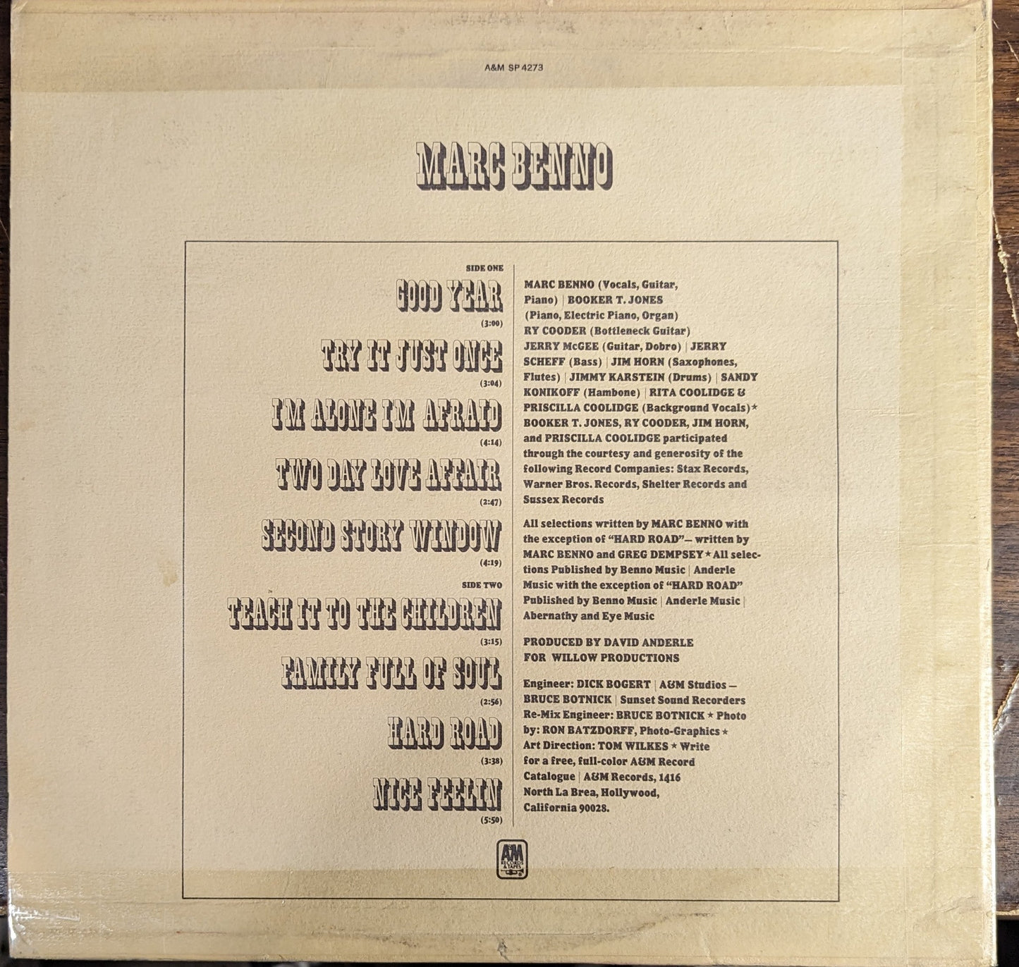 Marc Benno - Marc Benno *PITMAN* | Excellent (EX) Very Good (VG)--