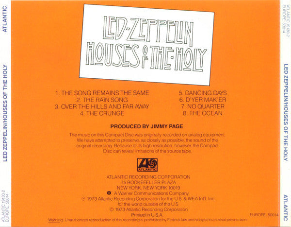 Led Zeppelin - Houses Of The Holy (CD) | Excellent+ (EX+) Near Mint (NM)--