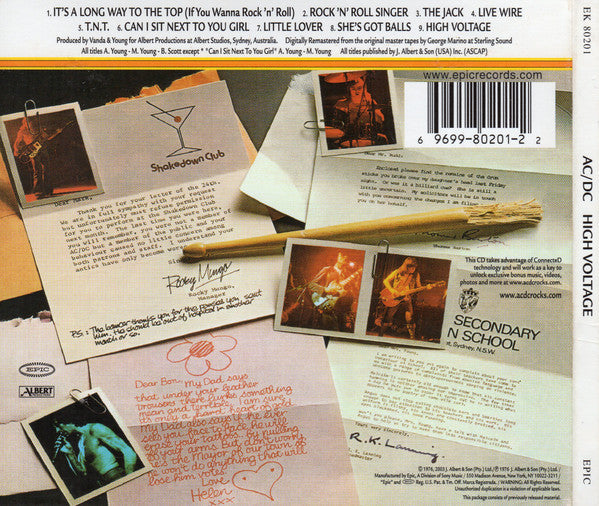 AC/DC - High Voltage (CD EPIC EK 80201) | USED Excellent (EX) Near Mint (NM)--
