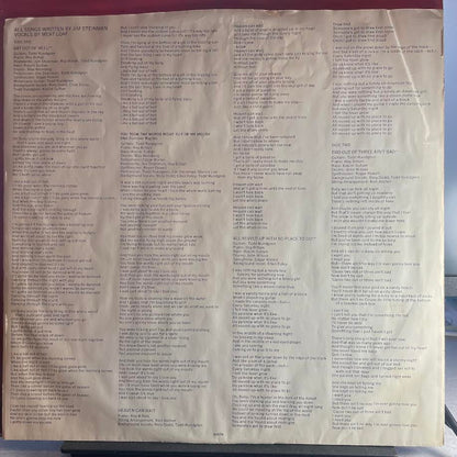 Meat Loaf - Bat Out Of Hell (VINYL) | Excellent (EX) Very Good Plus (VG+)--