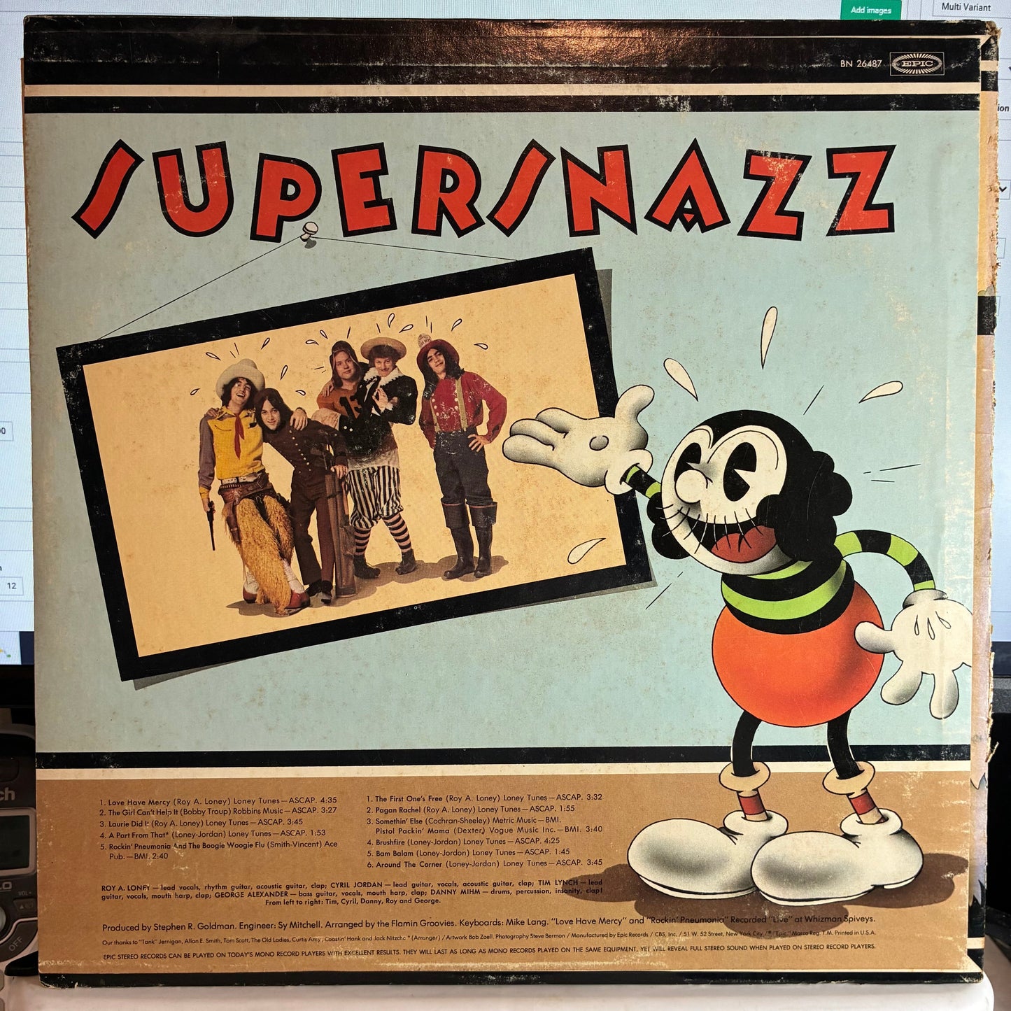 The Flamin' Groovies - Supersnazz (VINYL) | Excellent (EX) Very Good Plus (VG+)-
