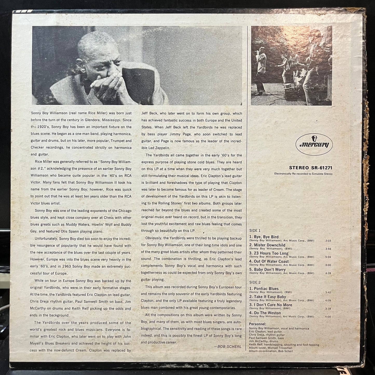 Eric Clapton and The Yardbirds With Sonny Boy Will - Eric Clapton And The Yardbirds Live With Sonny Boy Williamson (VINYL LP MERCURY SR-61271 1970) | Excellent (EX) Very Good (VG)--