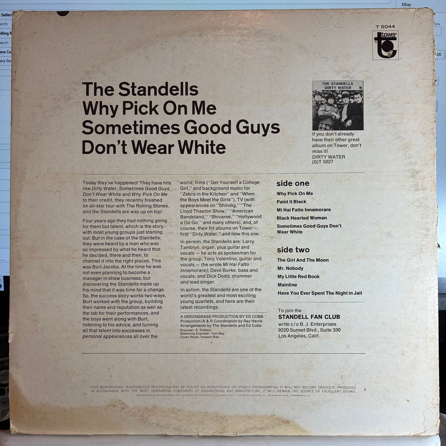 The Standells - Why Pick On Me - Sometimes Good Guys Don't Wear White (VINYL) |--