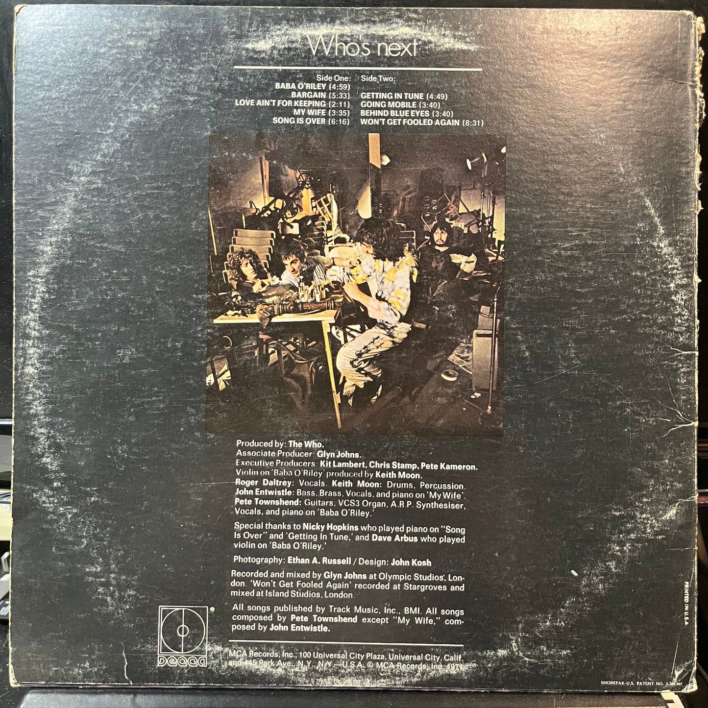 The Who - Who's Next (VINYL LP DECCA DL 79182 1971) | USED Excellent (EX) Very Good (VG)--