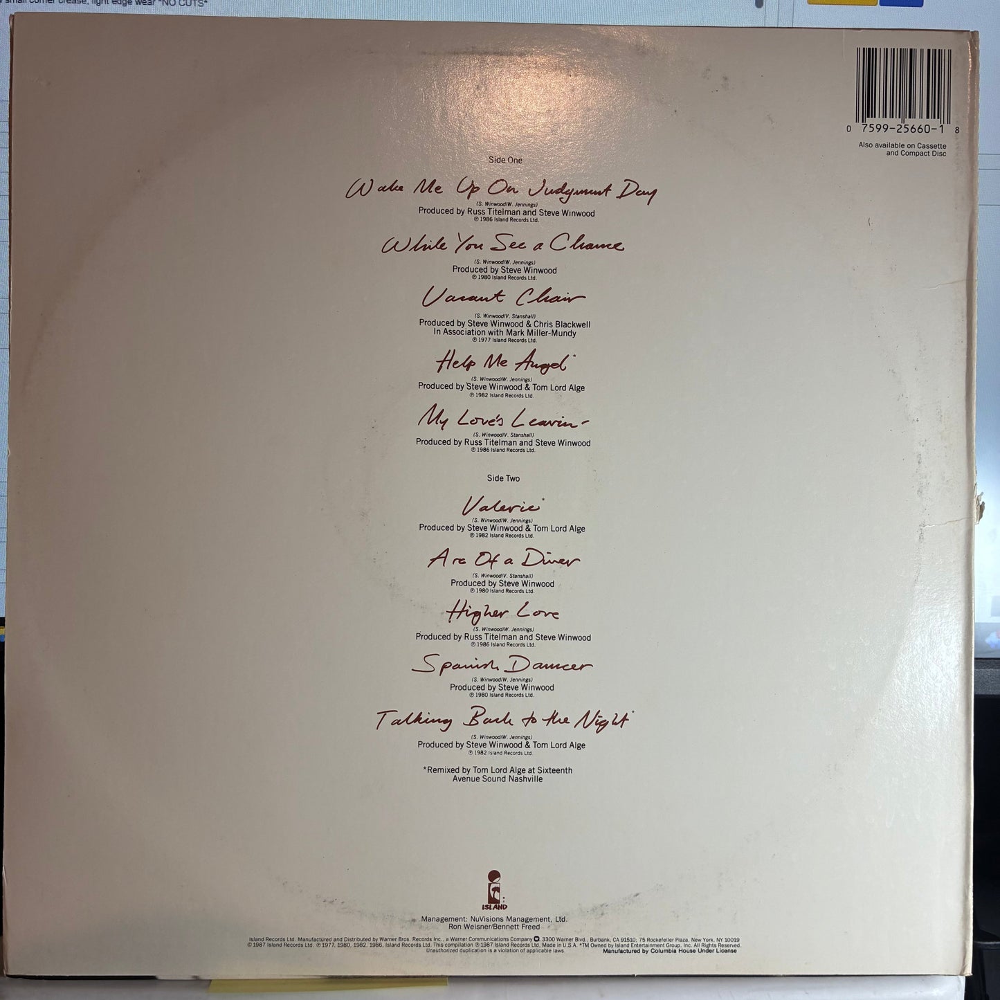 Steve Winwood - Chronicles (VINYL) | Excellent (EX) Excellent (EX)--