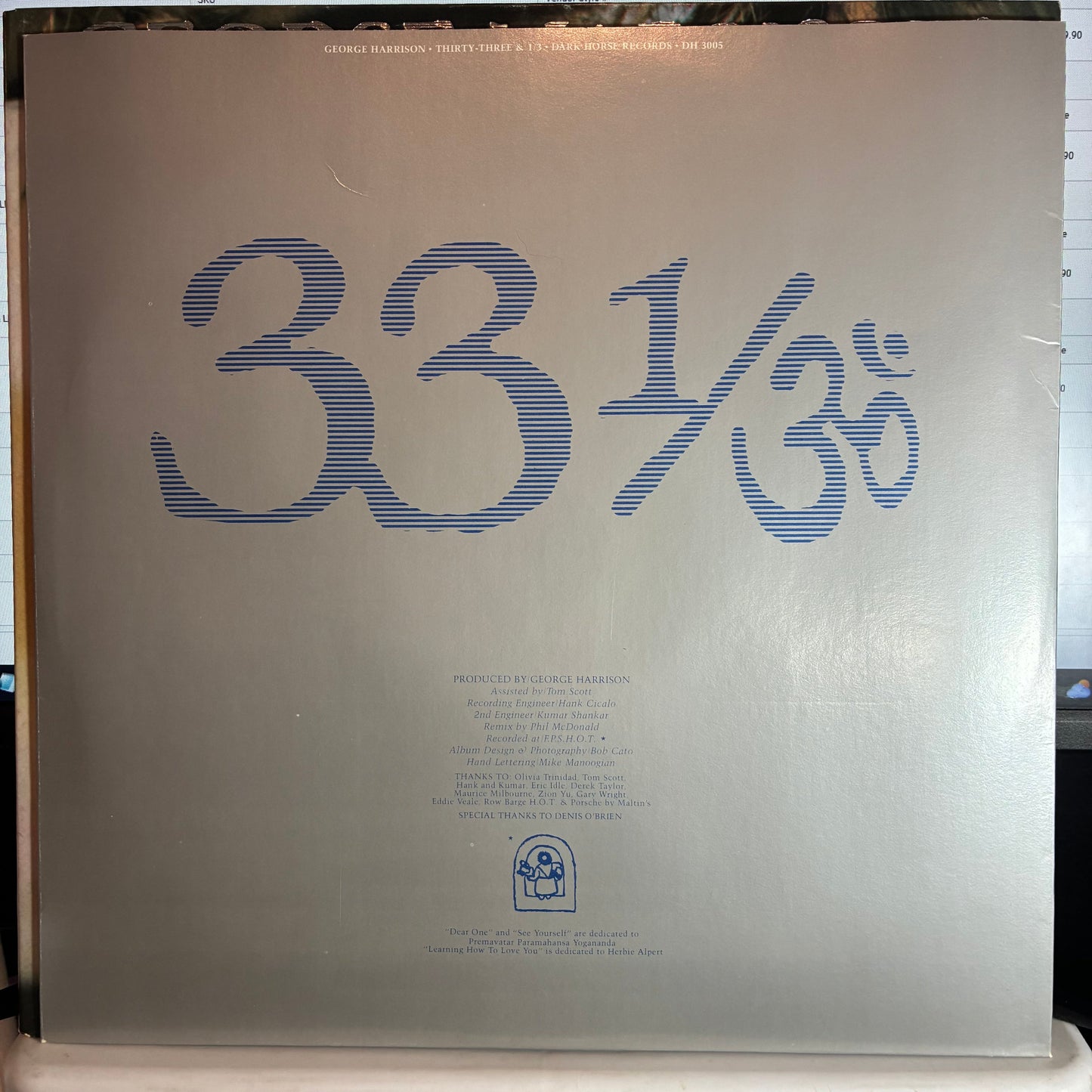 George Harrison - Thirty Three & 1/3 (VINYL) | Excellent (EX) Excellent (EX)--