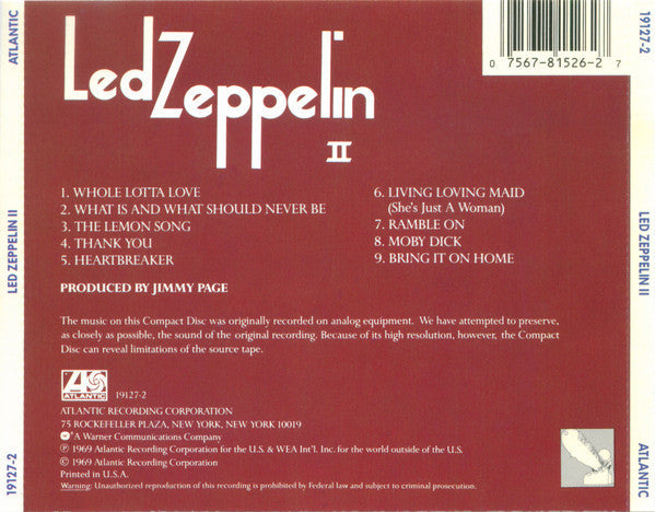 Led Zeppelin - Led Zeppelin II (CD) | Excellent (EX)--