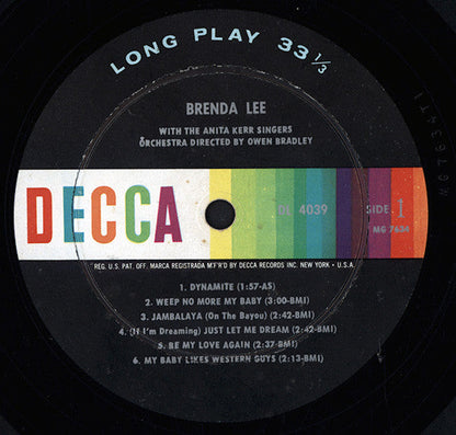 Brenda Lee - Brenda Lee *GLOVERSVILLE* | Good Plus (G+) Very Good (VG)--