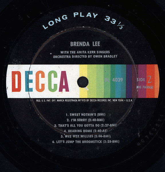 Brenda Lee - Brenda Lee *GLOVERSVILLE* | Good Plus (G+) Very Good (VG)--