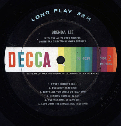 Brenda Lee - Brenda Lee *GLOVERSVILLE* | Good Plus (G+) Very Good (VG)--