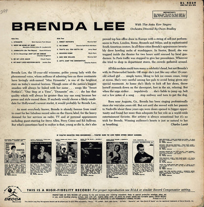 Brenda Lee - Brenda Lee *GLOVERSVILLE* | Good Plus (G+) Very Good (VG)--